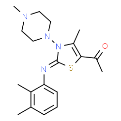 ChemSpider 2D Image | 1-[(2Z)-2-[(2,3-Dimethylphenyl)imino]-4-methyl-3-(4-methyl-1-piperazinyl)-2,3-dihydro-1,3-thiazol-5-yl]ethanone | C19H26N4OS