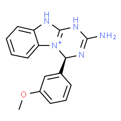 ChemSpider 2D Image | (4R)-2-Amino-4-(3-methoxyphenyl)-4,10-dihydro-1H-[1,3,5]triazino[1,2-a]benzimidazol-5-ium | C16H16N5O