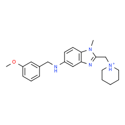 ChemSpider 2D Image | 1-({5-[(3-Methoxybenzyl)amino]-1-methyl-1H-benzimidazol-2-yl}methyl)piperidinium | C22H29N4O