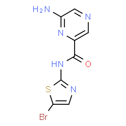 ChemSpider 2D Image | 6-Amino-N-(5-bromo-1,3-thiazol-2-yl)-2-pyrazinecarboxamide | C8H6BrN5OS