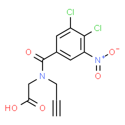 ChemSpider 2D Image | N-(3,4-Dichloro-5-nitrobenzoyl)-N-2-propyn-1-ylglycine | C12H8Cl2N2O5