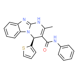 ChemSpider 2D Image | (4S)-2-Methyl-N-phenyl-4-(2-thienyl)-1,4-dihydropyrimido[1,2-a]benzimidazole-3-carboxamide | C22H18N4OS