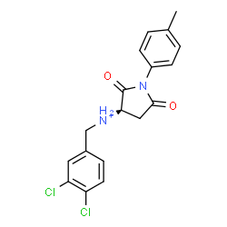 ChemSpider 2D Image | (3S)-N-(3,4-Dichlorobenzyl)-1-(4-methylphenyl)-2,5-dioxo-3-pyrrolidinaminium | C18H17Cl2N2O2