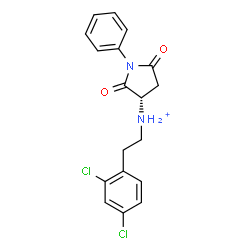 ChemSpider 2D Image | (3S)-N-[2-(2,4-Dichlorophenyl)ethyl]-2,5-dioxo-1-phenyl-3-pyrrolidinaminium | C18H17Cl2N2O2