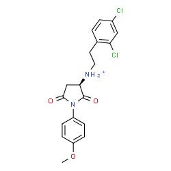 ChemSpider 2D Image | (3R)-N-[2-(2,4-Dichlorophenyl)ethyl]-1-(4-methoxyphenyl)-2,5-dioxo-3-pyrrolidinaminium | C19H19Cl2N2O3