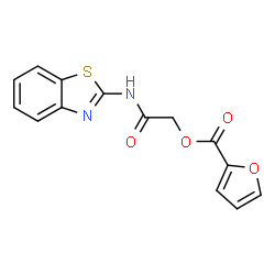 ChemSpider 2D Image | 2-(1,3-Benzothiazol-2-ylamino)-2-oxoethyl 2-furoate | C14H10N2O4S