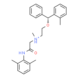 ChemSpider 2D Image | 2-[(2,6-Dimethylphenyl)amino]-N-methyl-N-{2-[(R)-(2-methylphenyl)(phenyl)methoxy]ethyl}-2-oxoethanaminium | C27H33N2O2