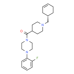 ChemSpider 2D Image | {1-[(1S)-3-Cyclohexen-1-ylmethyl]-4-piperidinyl}[4-(2-fluorophenyl)-1-piperazinyl]methanone | C23H32FN3O