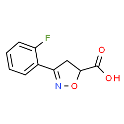 ChemSpider 2D Image | 3-(2-fluorophenyl)-4,5-dihydro-5-isoxazolecarboxylic acid | C10H8FNO3