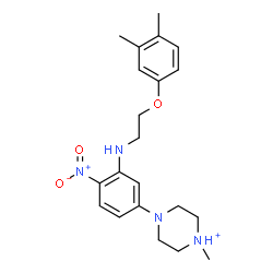 ChemSpider 2D Image | 4-(3-{[2-(3,4-Dimethylphenoxy)ethyl]amino}-4-nitrophenyl)-1-methylpiperazin-1-ium | C21H29N4O3