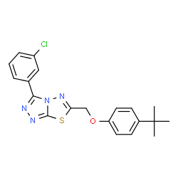 ChemSpider 2D Image | 3-(3-Chlorophenyl)-6-{[4-(2-methyl-2-propanyl)phenoxy]methyl}[1,2,4]triazolo[3,4-b][1,3,4]thiadiazole | C20H19ClN4OS