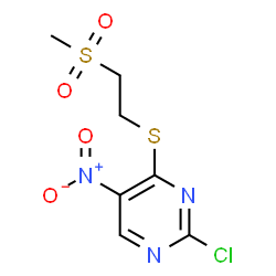 ChemSpider 2D Image | 2-Chloro-4-{[2-(methylsulfonyl)ethyl]sulfanyl}-5-nitropyrimidine | C7H8ClN3O4S2