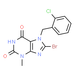 ChemSpider 2D Image | 8-Bromo-7-(2-chlorobenzyl)-3-methyl-3,7-dihydro-1H-purine-2,6-dione | C13H10BrClN4O2