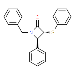 ChemSpider 2D Image | (3R,4R)-1-Benzyl-4-phenyl-3-(phenylsulfanyl)-2-azetidinone | C22H19NOS