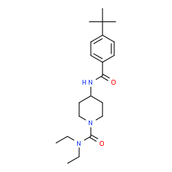 ChemSpider 2D Image | N,N-Diethyl-4-{[4-(2-methyl-2-propanyl)benzoyl]amino}-1-piperidinecarboxamide | C21H33N3O2