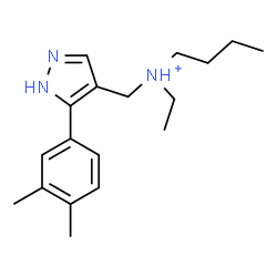 ChemSpider 2D Image | N-{[5-(3,4-Dimethylphenyl)-1H-pyrazol-4-yl]methyl}-N-ethyl-1-butanaminium | C18H28N3