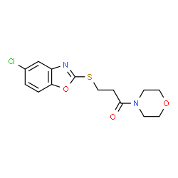 ChemSpider 2D Image | 3-(5-Chloro-benzooxazol-2-ylsulfanyl)-1-morpholin-4-yl-propan-1-one | C14H15ClN2O3S