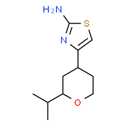 ChemSpider 2D Image | 4-(2-Isopropyltetrahydro-2H-pyran-4-yl)-1,3-thiazol-2-amine | C11H18N2OS
