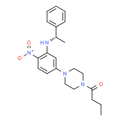 ChemSpider 2D Image | 1-[4-(4-Nitro-3-{[(1S)-1-phenylethyl]amino}phenyl)-1-piperazinyl]-1-butanone | C22H28N4O3