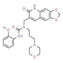 ChemSpider 2D Image | 3-(2-Methoxyphenyl)-1-[3-(4-morpholinyl)propyl]-1-[(6-oxo-5,6-dihydro[1,3]dioxolo[4,5-g]quinolin-7-yl)methyl]urea | C26H30N4O6