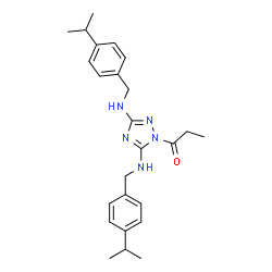 ChemSpider 2D Image | 1-{3,5-Bis[(4-isopropylbenzyl)amino]-1H-1,2,4-triazol-1-yl}-1-propanone | C25H33N5O