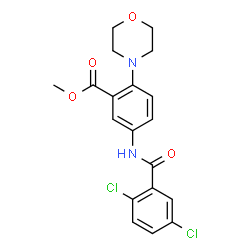 ChemSpider 2D Image | Methyl 5-[(2,5-dichlorobenzoyl)amino]-2-(4-morpholinyl)benzoate | C19H18Cl2N2O4