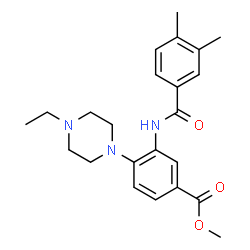 ChemSpider 2D Image | Methyl 3-[(3,4-dimethylbenzoyl)amino]-4-(4-ethyl-1-piperazinyl)benzoate | C23H29N3O3