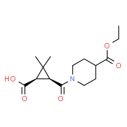 ChemSpider 2D Image | (1R,3S)-3-{[4-(Ethoxycarbonyl)-1-piperidinyl]carbonyl}-2,2-dimethylcyclopropanecarboxylic acid | C15H23NO5