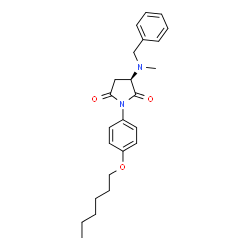 ChemSpider 2D Image | (3R)-3-[Benzyl(methyl)amino]-1-[4-(hexyloxy)phenyl]-2,5-pyrrolidinedione | C24H30N2O3