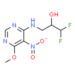 ChemSpider 2D Image | 1,1-Difluoro-3-[(6-methoxy-5-nitro-4-pyrimidinyl)amino]-2-propanol | C8H10F2N4O4