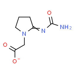 ChemSpider 2D Image | [2-(Carbamoylimino)-1-pyrrolidinyl]acetate | C7H10N3O3