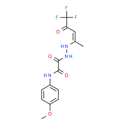 ChemSpider 2D Image | N-(4-Methoxyphenyl)-2-oxo-2-{2-[(2Z)-5,5,5-trifluoro-4-oxo-2-penten-2-yl]hydrazino}acetamide | C14H14F3N3O4