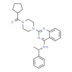 ChemSpider 2D Image | Cyclopentyl[4-(4-{[(1S)-1-phenylethyl]amino}-2-quinazolinyl)-1-piperazinyl]methanone | C26H31N5O