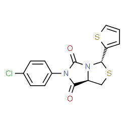 ChemSpider 2D Image | (3S,7aR)-6-(4-Chlorophenyl)-3-(2-thienyl)-1H-imidazo[1,5-c][1,3]thiazole-5,7(6H,7aH)-dione | C15H11ClN2O2S2
