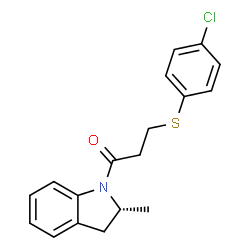 ChemSpider 2D Image | 3-[(4-Chlorophenyl)sulfanyl]-1-[(2R)-2-methyl-2,3-dihydro-1H-indol-1-yl]-1-propanone | C18H18ClNOS