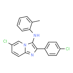 ChemSpider 2D Image | 6-Chloro-2-(4-chlorophenyl)-N-(2-methylphenyl)imidazo[1,2-a]pyridin-3-amine | C20H15Cl2N3