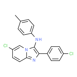 ChemSpider 2D Image | 6-Chloro-2-(4-chlorophenyl)-N-(4-methylphenyl)imidazo[1,2-a]pyridin-3-amine | C20H15Cl2N3