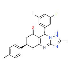 ChemSpider 2D Image | (6R,9S)-9-(3,5-Difluorophenyl)-2-methyl-6-(4-methylphenyl)-5,6,7,9-tetrahydro[1,2,4]triazolo[5,1-b]quinazolin-8(1H)-one | C23H20F2N4O