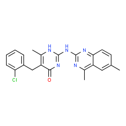 ChemSpider 2D Image | 5-(2-Chlorobenzyl)-2-[(4,6-dimethyl-2-quinazolinyl)amino]-6-methyl-4(1H)-pyrimidinone | C22H20ClN5O