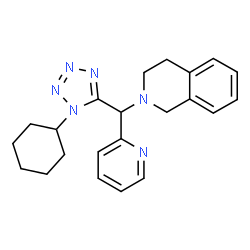 ChemSpider 2D Image | 2-[(1-Cyclohexyl-1H-tetrazol-5-yl)(2-pyridinyl)methyl]-1,2,3,4-tetrahydroisoquinoline | C22H26N6