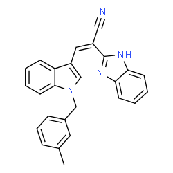 ChemSpider 2D Image | (2Z)-2-(1H-Benzimidazol-2-yl)-3-[1-(3-methylbenzyl)-1H-indol-3-yl]acrylonitrile | C26H20N4