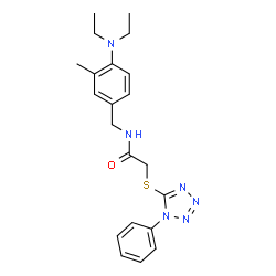 ChemSpider 2D Image | N-[4-(Diethylamino)-3-methylbenzyl]-2-[(1-phenyl-1H-tetrazol-5-yl)sulfanyl]acetamide | C21H26N6OS