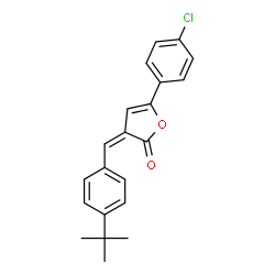 ChemSpider 2D Image | (3Z)-5-(4-Chlorophenyl)-3-[4-(2-methyl-2-propanyl)benzylidene]-2(3H)-furanone | C21H19ClO2