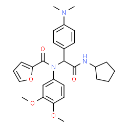 ChemSpider 2D Image | N-{2-(Cyclopentylamino)-1-[4-(dimethylamino)phenyl]-2-oxoethyl}-N-(3,4-dimethoxyphenyl)-2-furamide | C28H33N3O5