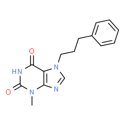 ChemSpider 2D Image | 3-Methyl-7-(3-phenylpropyl)-3,7-dihydro-1H-purine-2,6-dione | C15H16N4O2