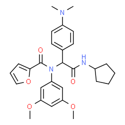 ChemSpider 2D Image | N-{2-(Cyclopentylamino)-1-[4-(dimethylamino)phenyl]-2-oxoethyl}-N-(3,5-dimethoxyphenyl)-2-furamide | C28H33N3O5