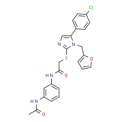 ChemSpider 2D Image | N-(3-Acetamidophenyl)-2-{[5-(4-chlorophenyl)-1-(2-furylmethyl)-1H-imidazol-2-yl]sulfanyl}acetamide | C24H21ClN4O3S