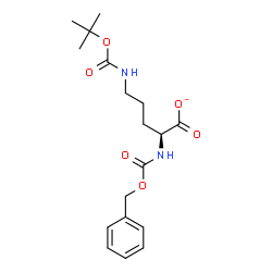 ChemSpider 2D Image | (2S)-2-{[(Benzyloxy)carbonyl]amino}-5-({[(2-methyl-2-propanyl)oxy]carbonyl}amino)pentanoate | C18H25N2O6