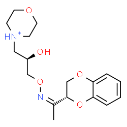 ChemSpider 2D Image | 4-[(2R)-3-{[(Z)-{1-[(2R)-2,3-Dihydro-1,4-benzodioxin-2-yl]ethylidene}amino]oxy}-2-hydroxypropyl]morpholin-4-ium | C17H25N2O5