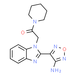 ChemSpider 2D Image | 2-[2-(4-Amino-1,2,5-oxadiazol-3-yl)-1H-benzimidazol-1-yl]-1-(1-piperidinyl)ethanone | C16H18N6O2